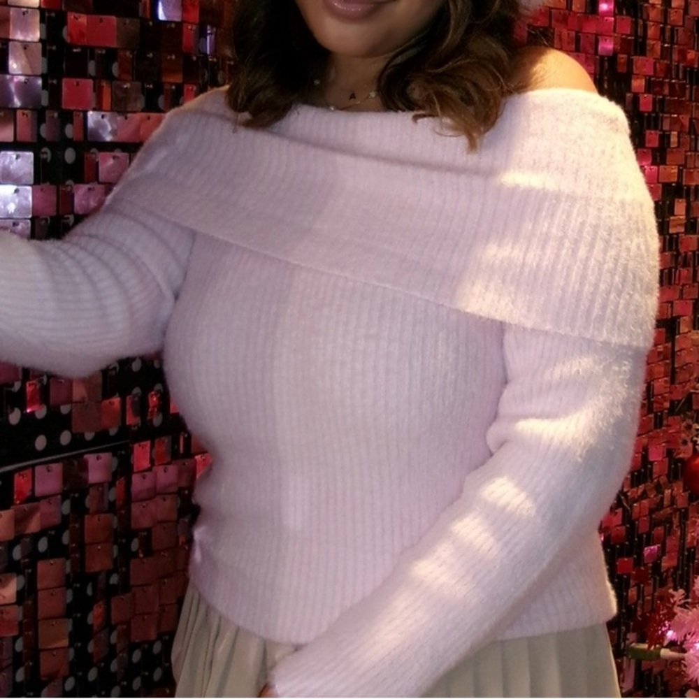 Off-Shoulder Pink Sweater